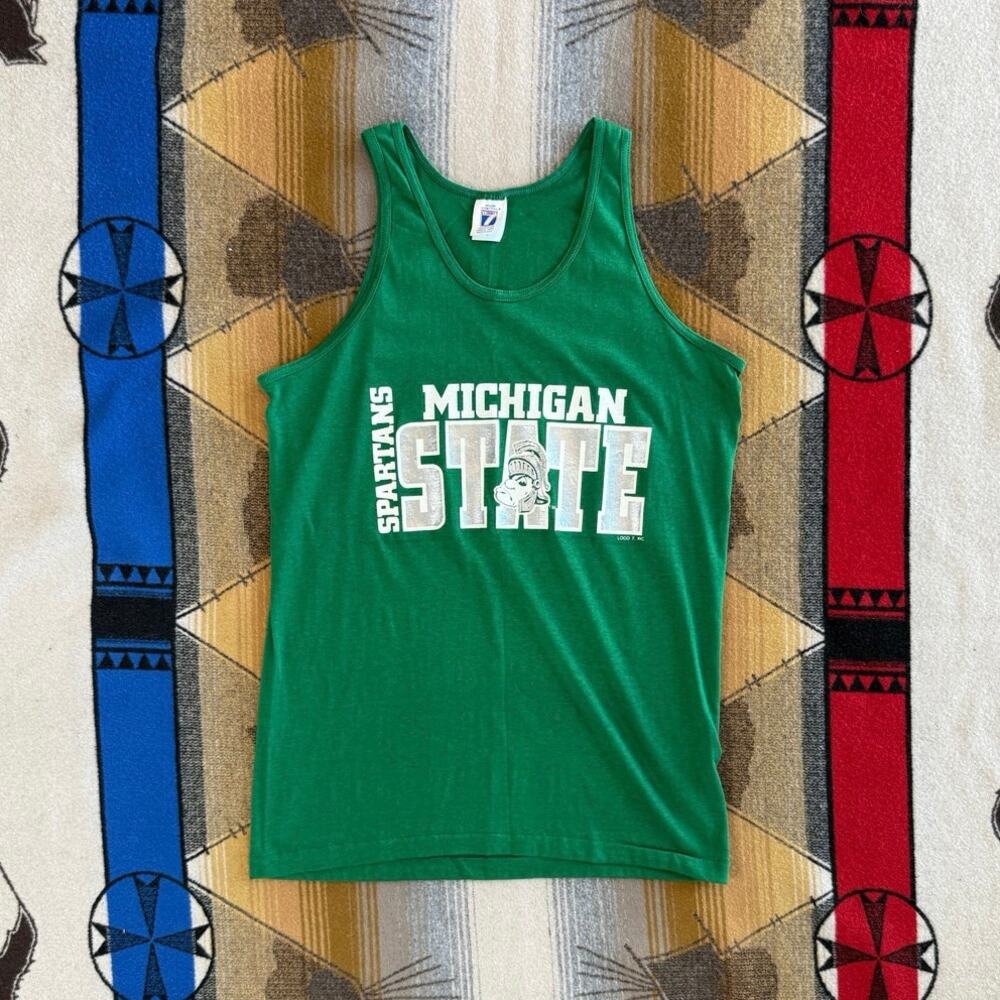 Vintage 90s Michigan State University Spartans Tank Top T-Shirt Size Small